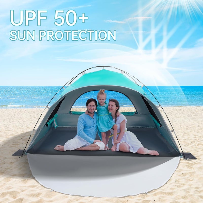 Night Cat Beach Tent Portable Camping Sun Shade Shelter for 2-4 Persons with UV Protection 3 Breathable Mesh Windows Extended Tent Floor Easy Set Up Outdoor - Image 3